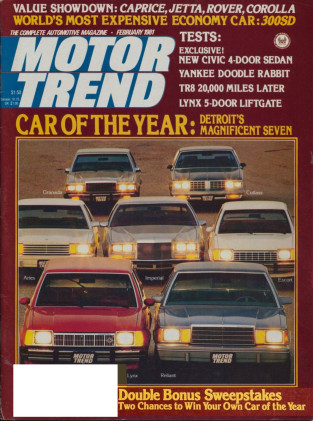 MOTOR TREND 1981 FEB - TR8, AUBURN, SCIROCCO, GTV6